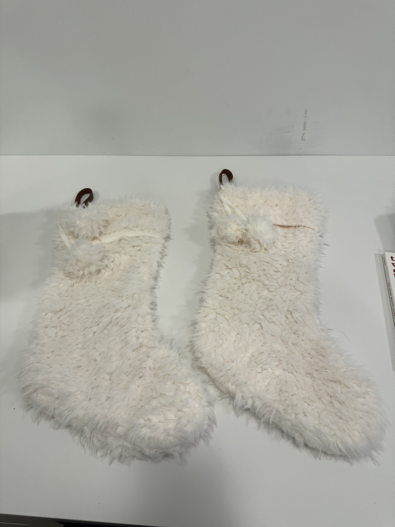 2 - white fluffy Christmas stockings thumbnail
