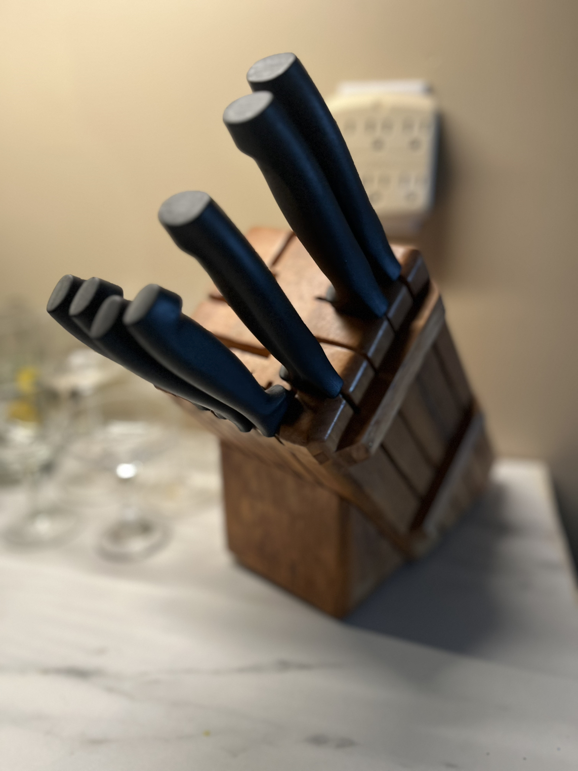 Knife block with some knives