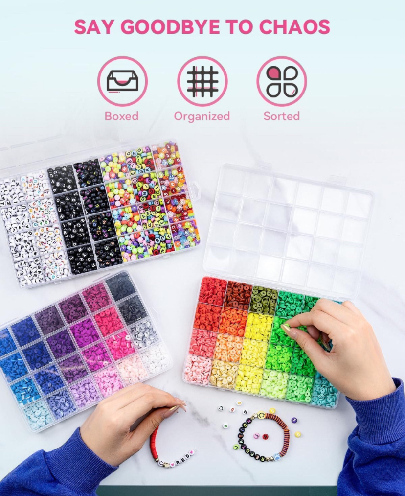 11000 Pcs Polymer Clay Beads Bracelet Making Kit for Girls image indicator(4)