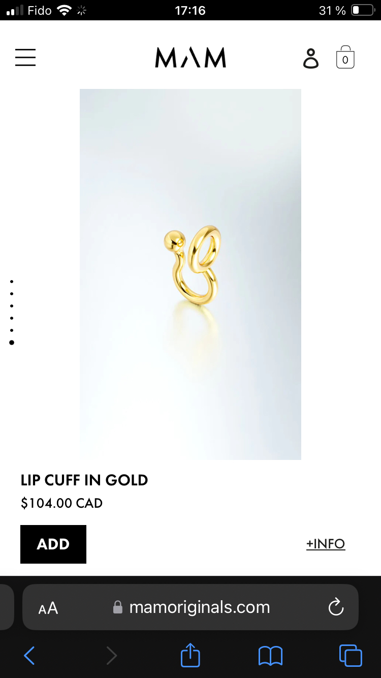 MAM Lip/Nose cuff in gold (NEW) image indicator(3)