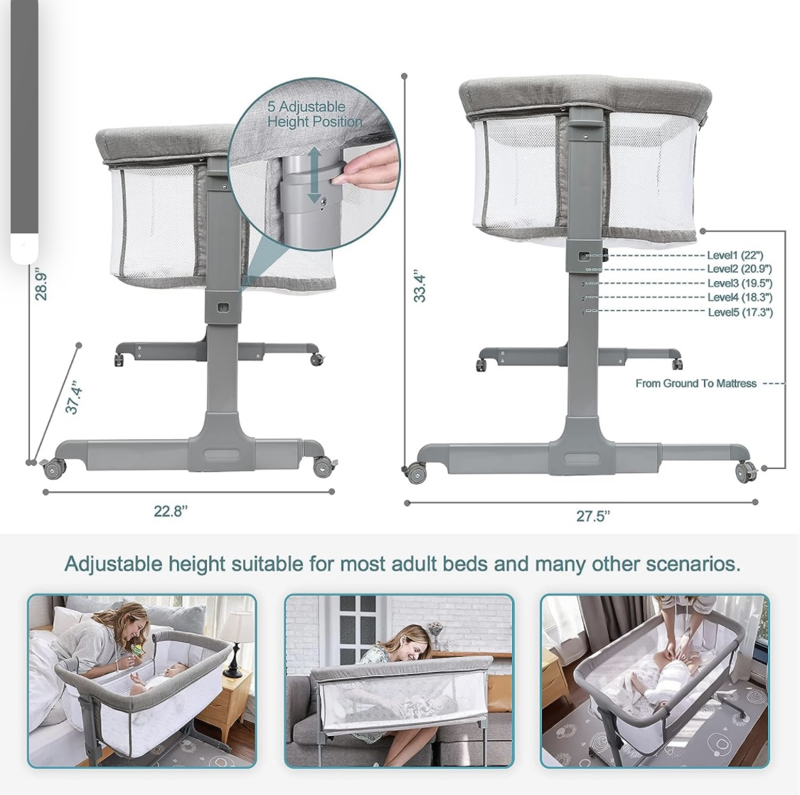 2-in-1 Baby Bassinet & Bedside Sleeper - photo 4