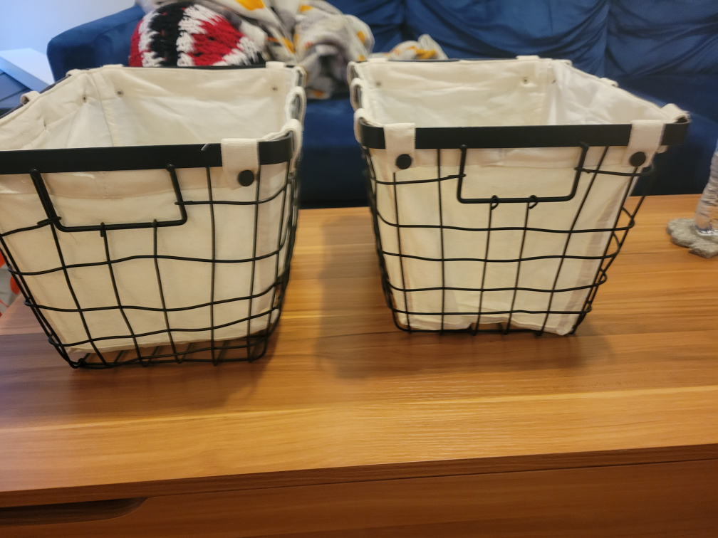 Wire Baskets with Canvas Interior