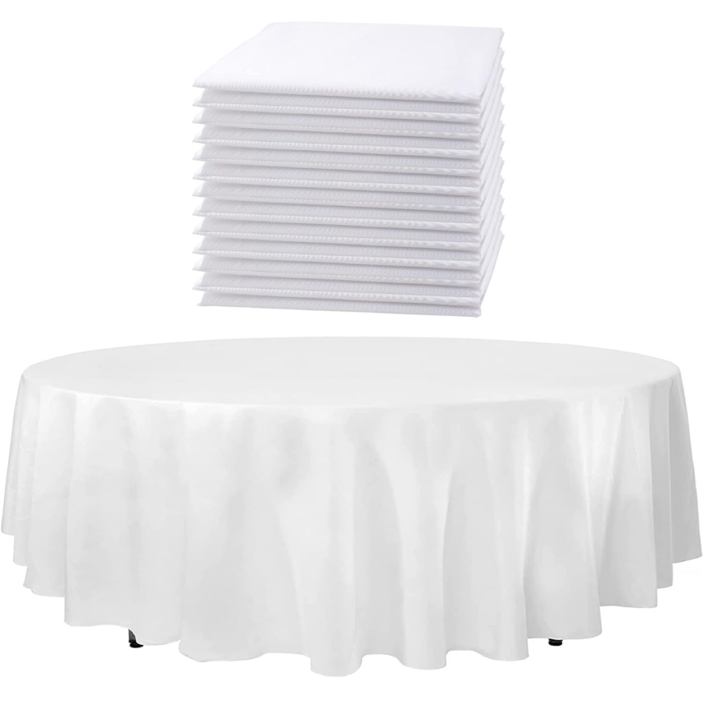12Pcs 120” White Round Tablecloth-Round Tablecloths-Polyester thumbnail