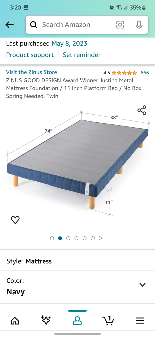 Zinus 12 inch twin mattress + 11 inch twin frame