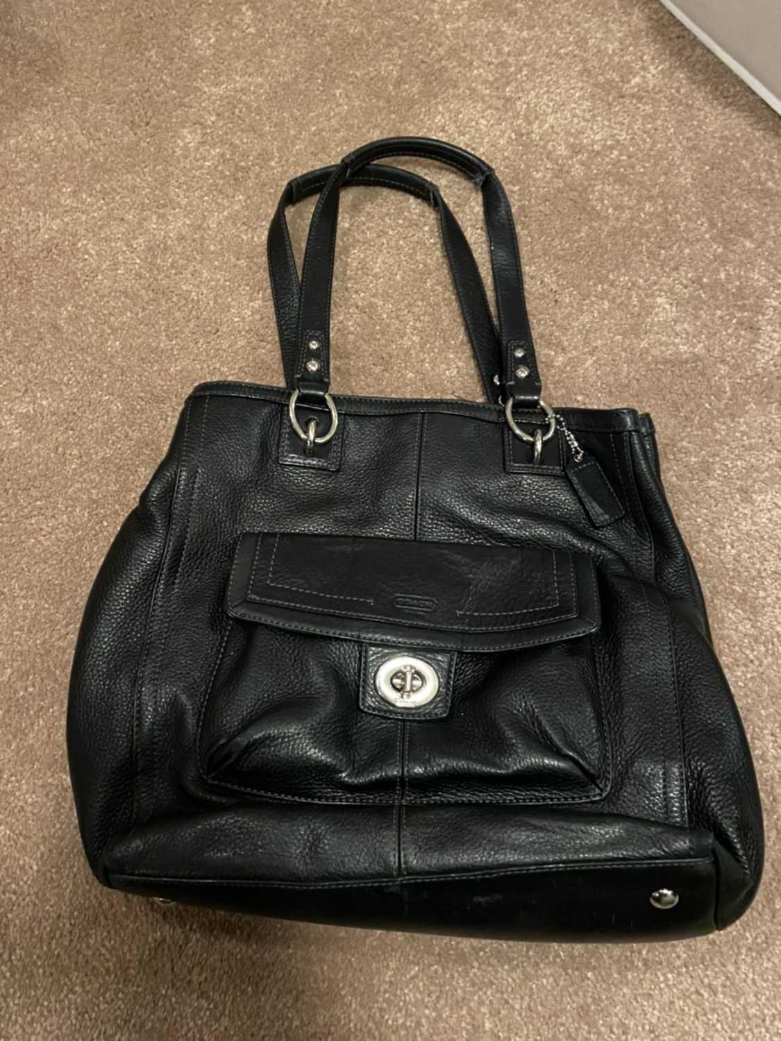 Black Coach leather hand bag thumbnail
