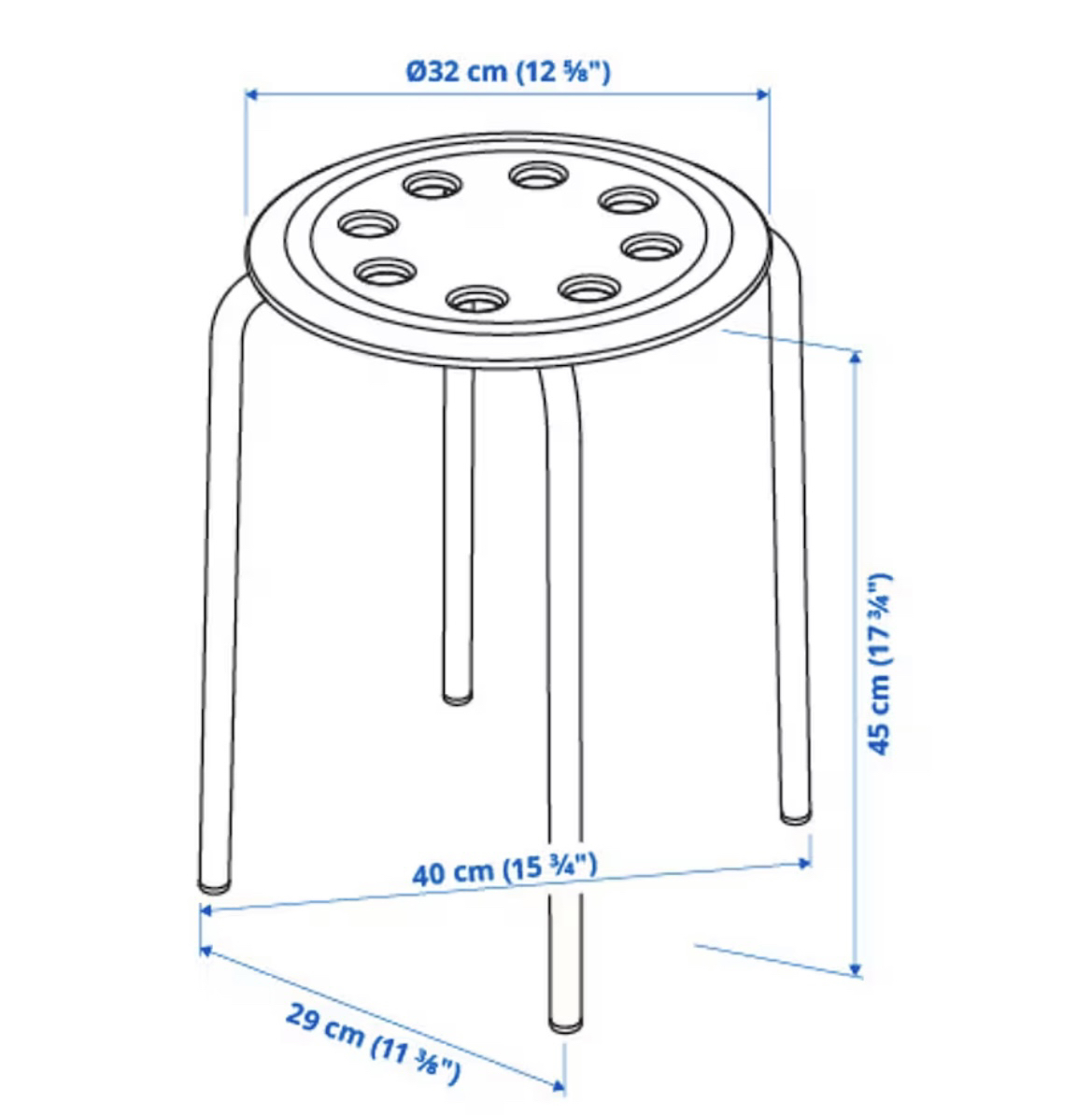 Ikea - MARIUS Stool, white, 45 cm (17 3/4 ") - photo 3