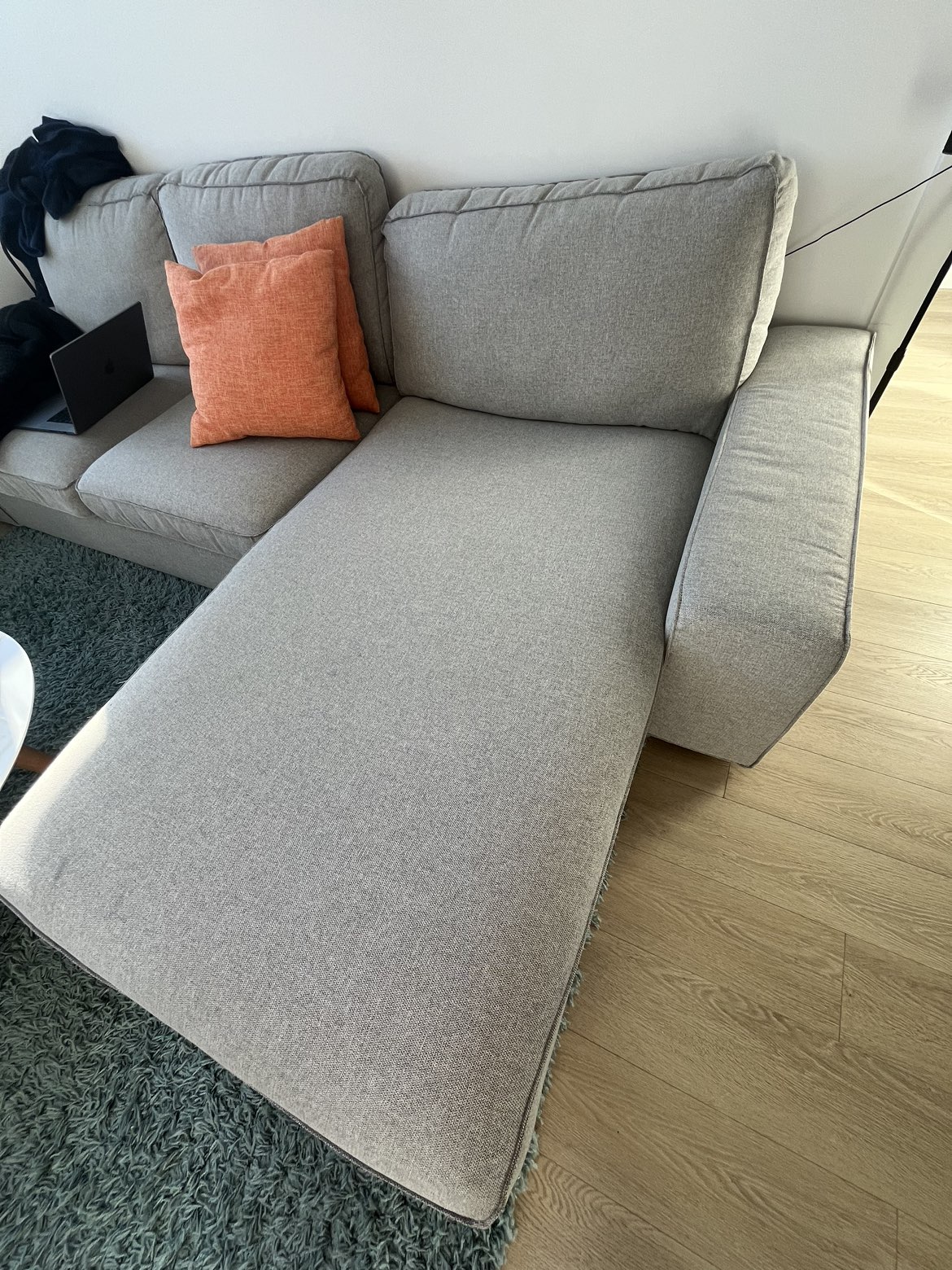 Light grey couch with chaise - photo 2