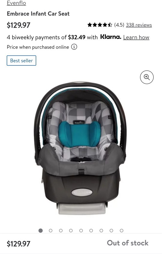 evenflo embrace infant car seat with base new expiry 2026-12-11