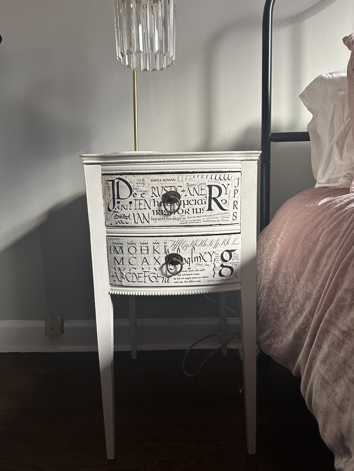 White bedside table