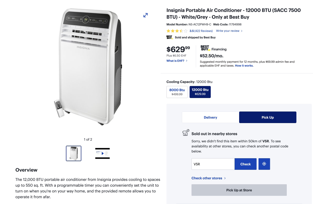 Insignia Portable Air Conditioners 12000 BTU - photo 2