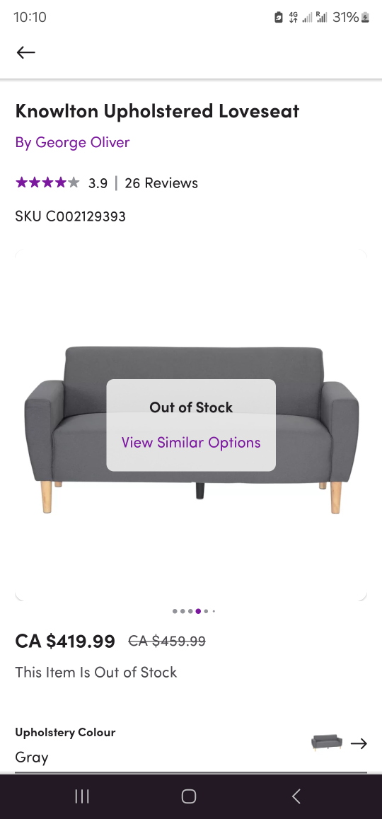 Loveseat sofa couch *6 MONTHS OLD* grey image indicator(4)