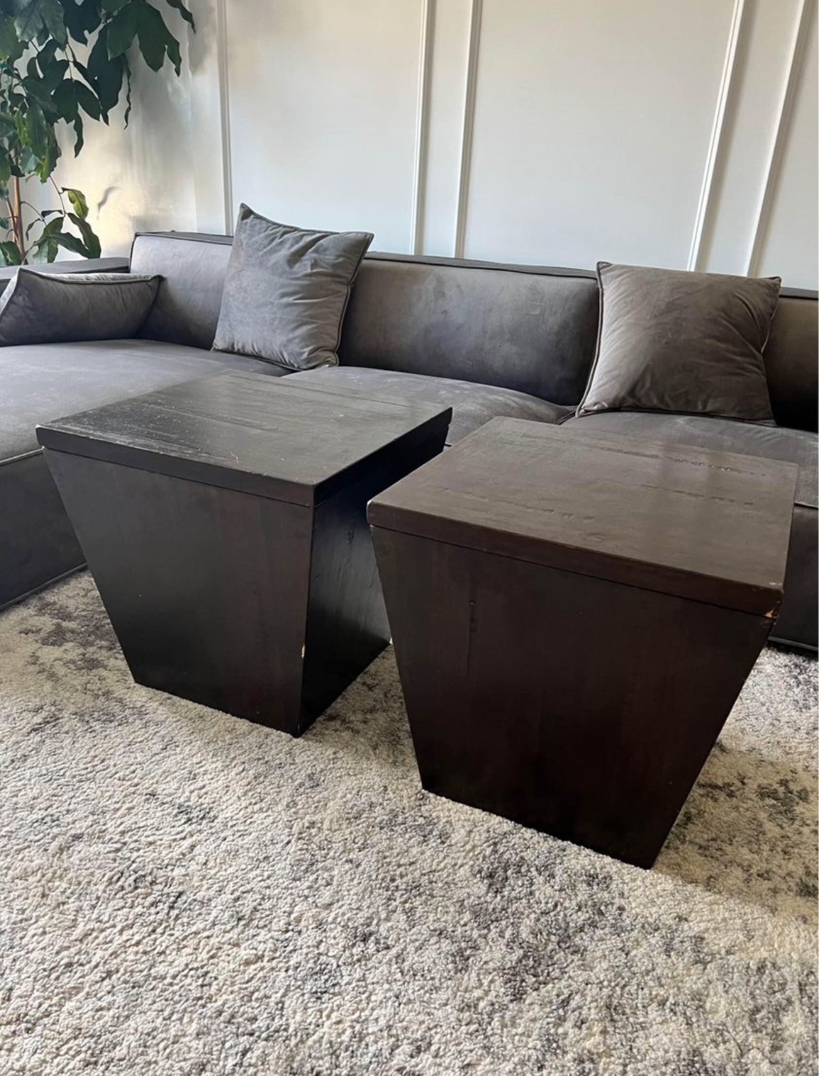 Pottery Barn Kenya Cube Storage Side Tables (a pair) - photo 2