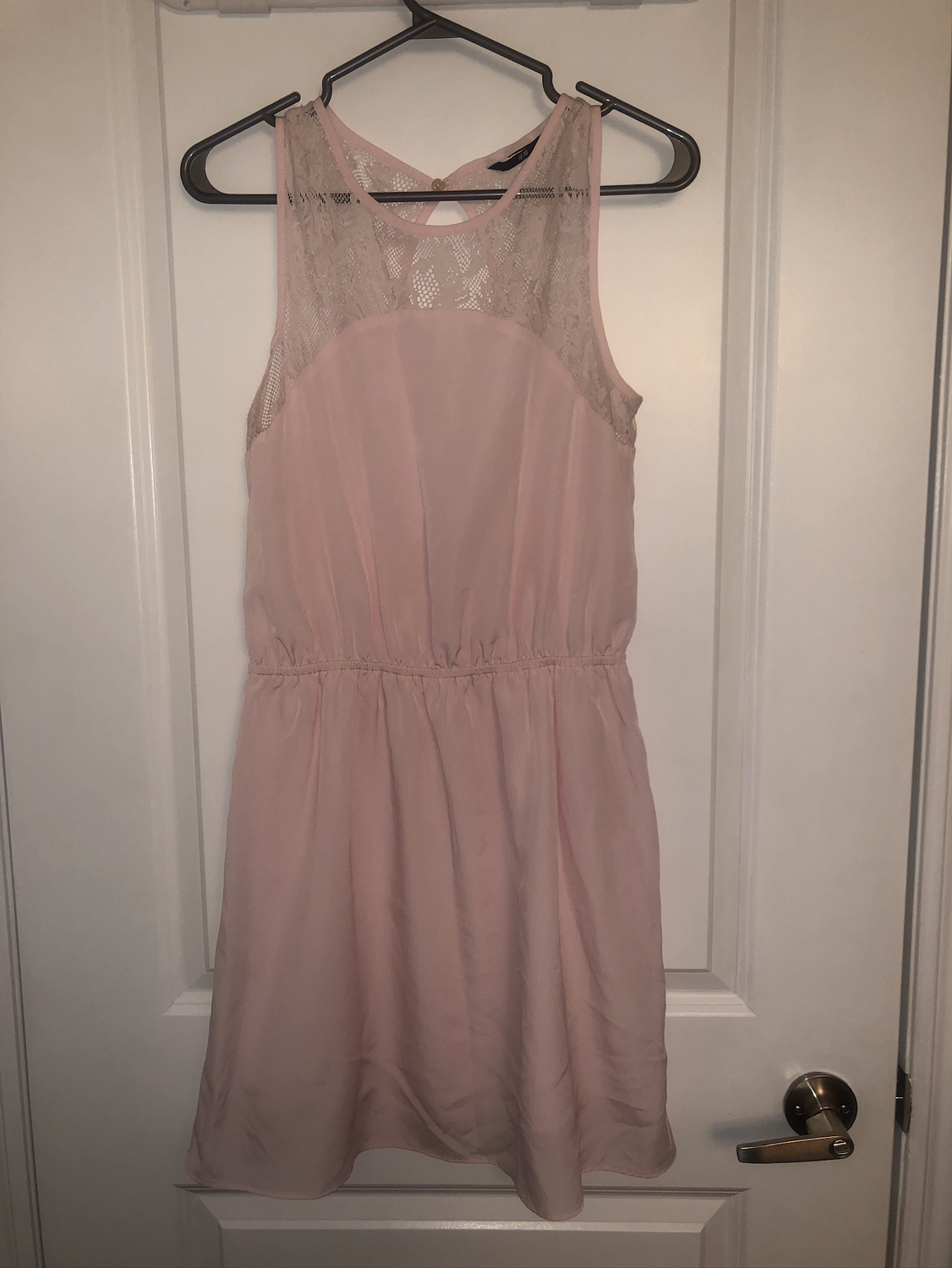 Light pink lace dress with key hole back
