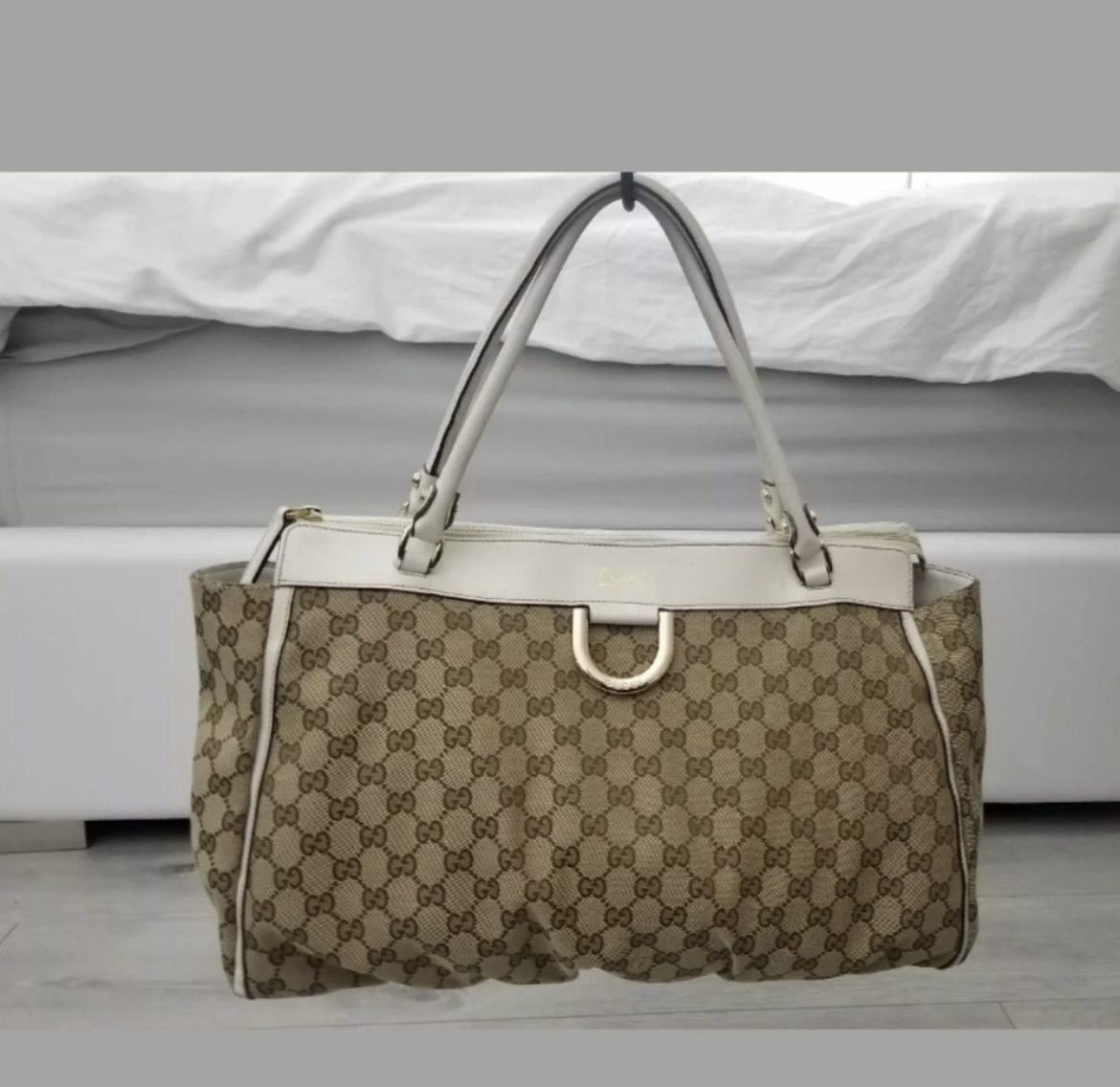 Gucci bag GG D Ring Canvas/Leather Tote (Beige/White) image indicator(3)