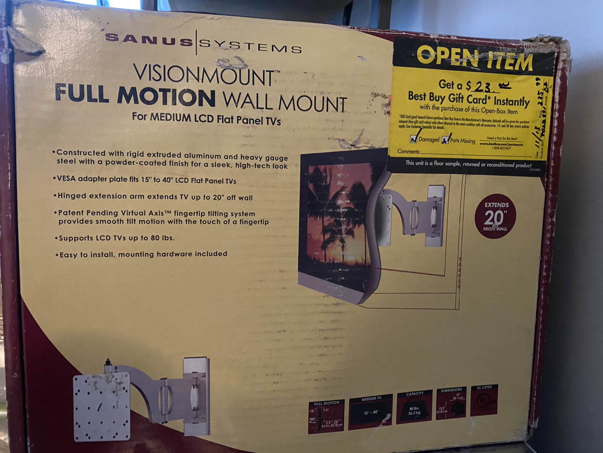 Full motion wall mount