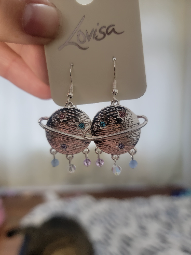 Pair of Silver Saturn Earings