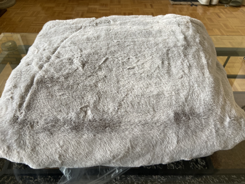Hudson’s Bay Light grey faux fur throw thumbnail