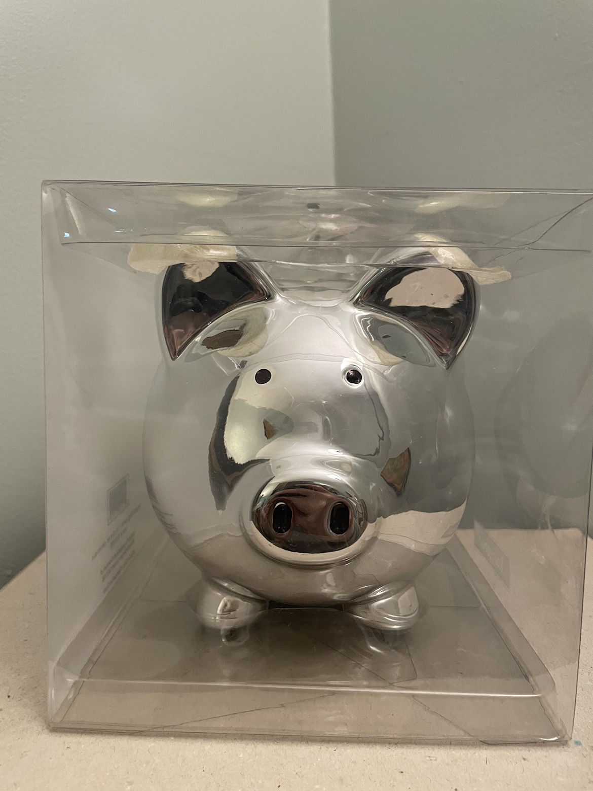 Ceramic silver piggy bank 6” thumbnail