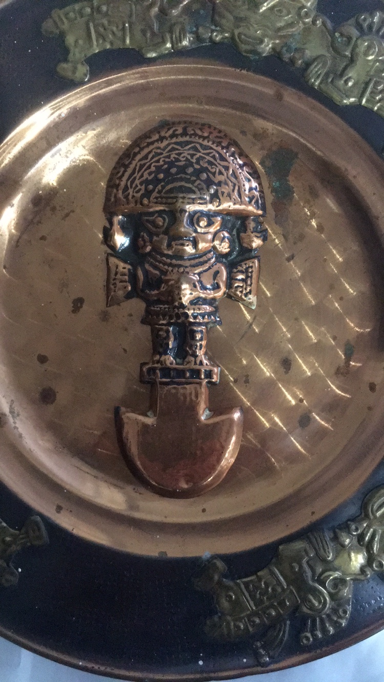 🥕 Day #6 Vintage Copper/Brass  Mexico Aztec Wall Hanging image indicator(6)