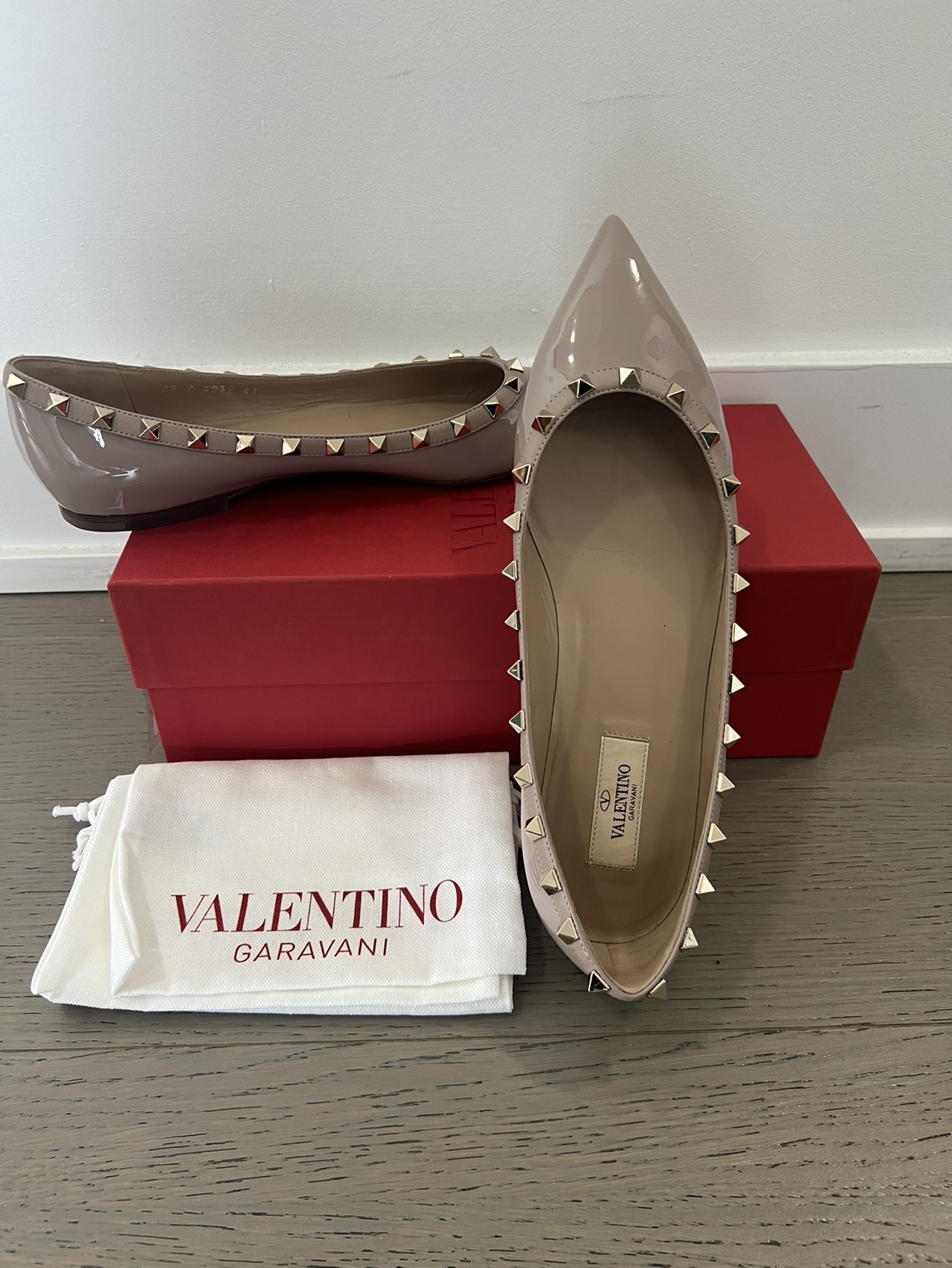 Valentino Rockstud Patent Ballet Flats