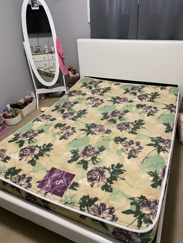 White full size bed frame w/ mattress - photo 4