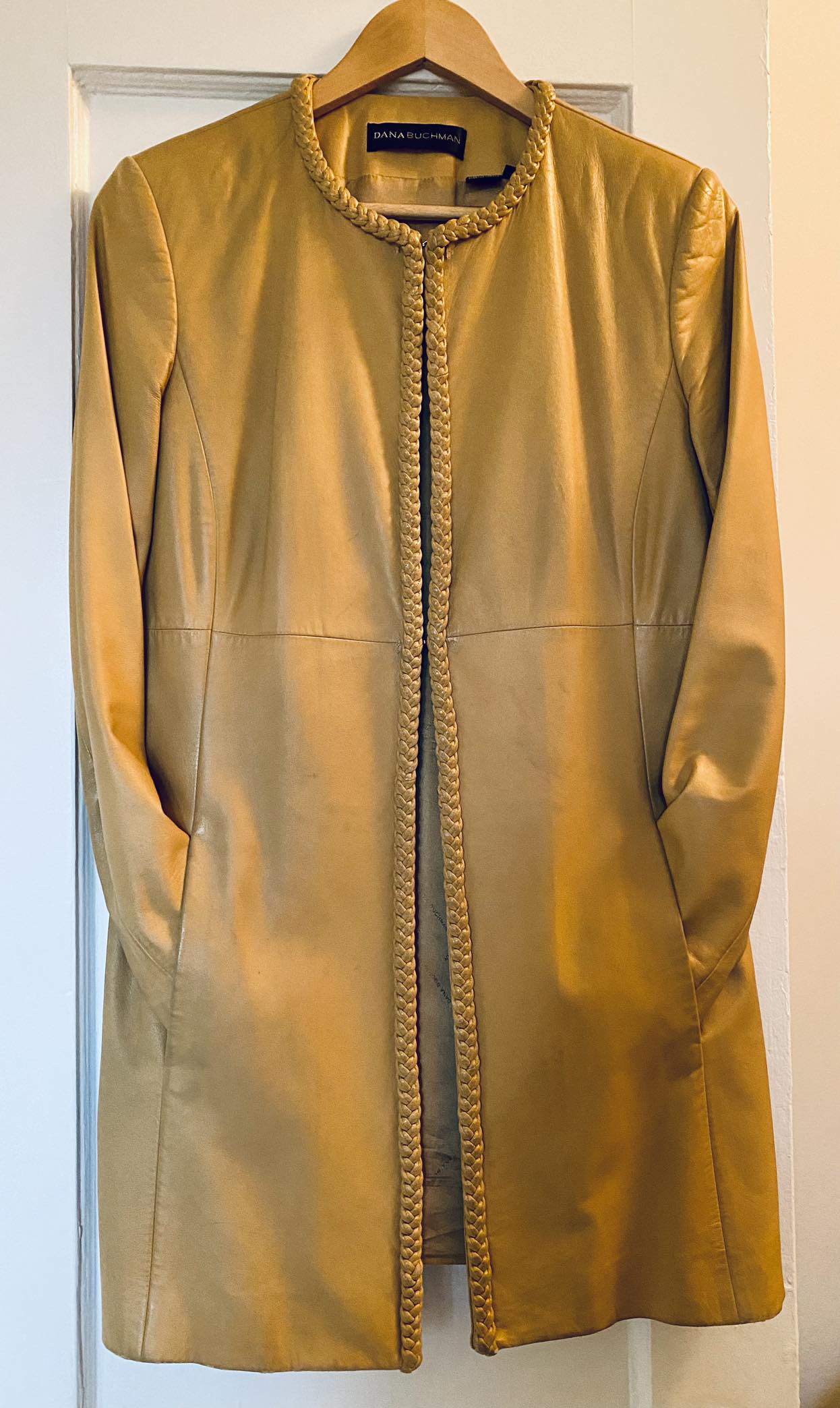 Leather coat 3/4 length.