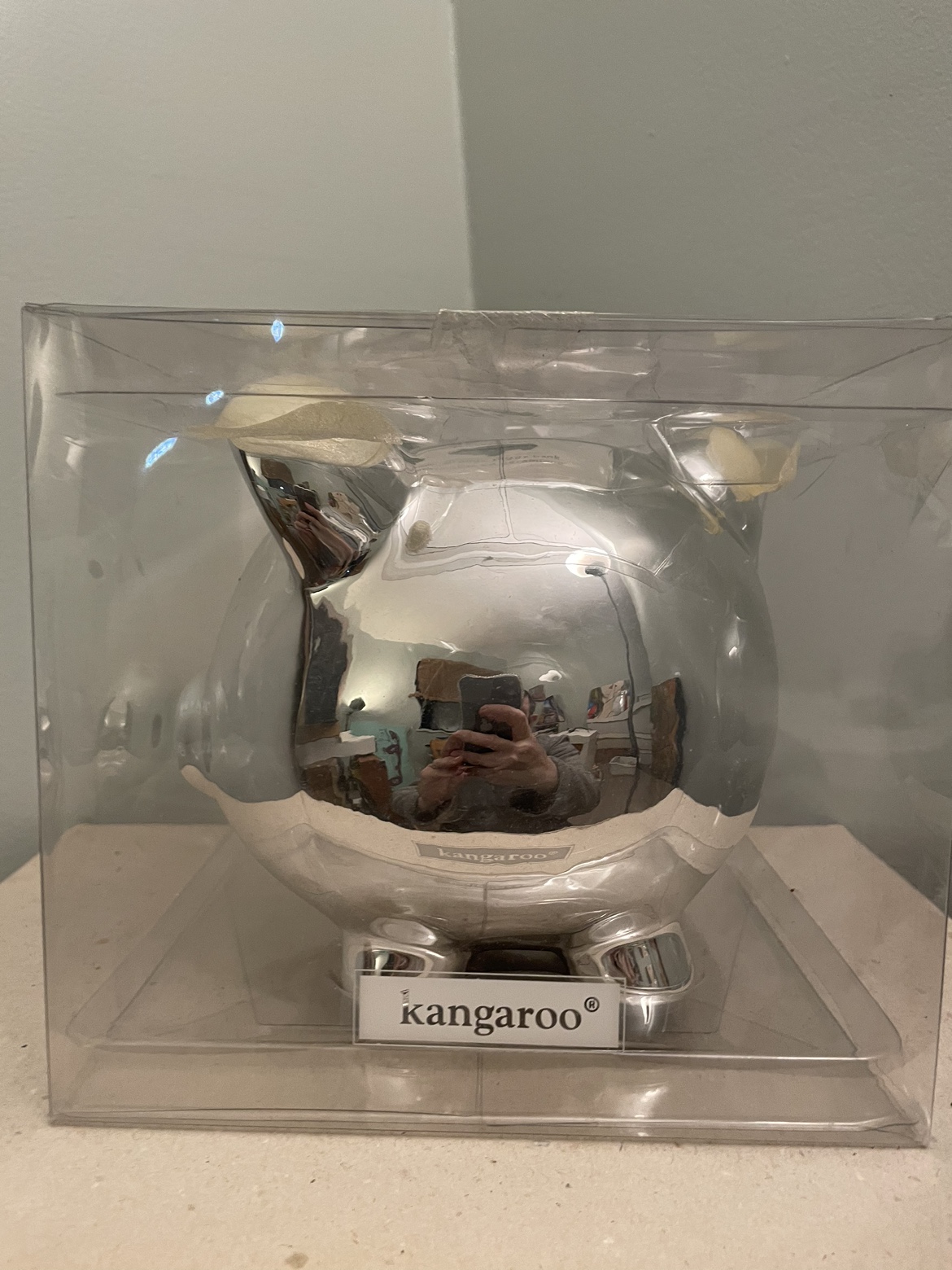 Ceramic silver piggy bank 6” image indicator(2)