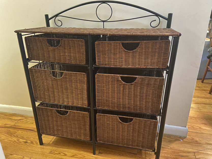 Southern Enterprises Wicker Storage Baskets with Metal Frame
