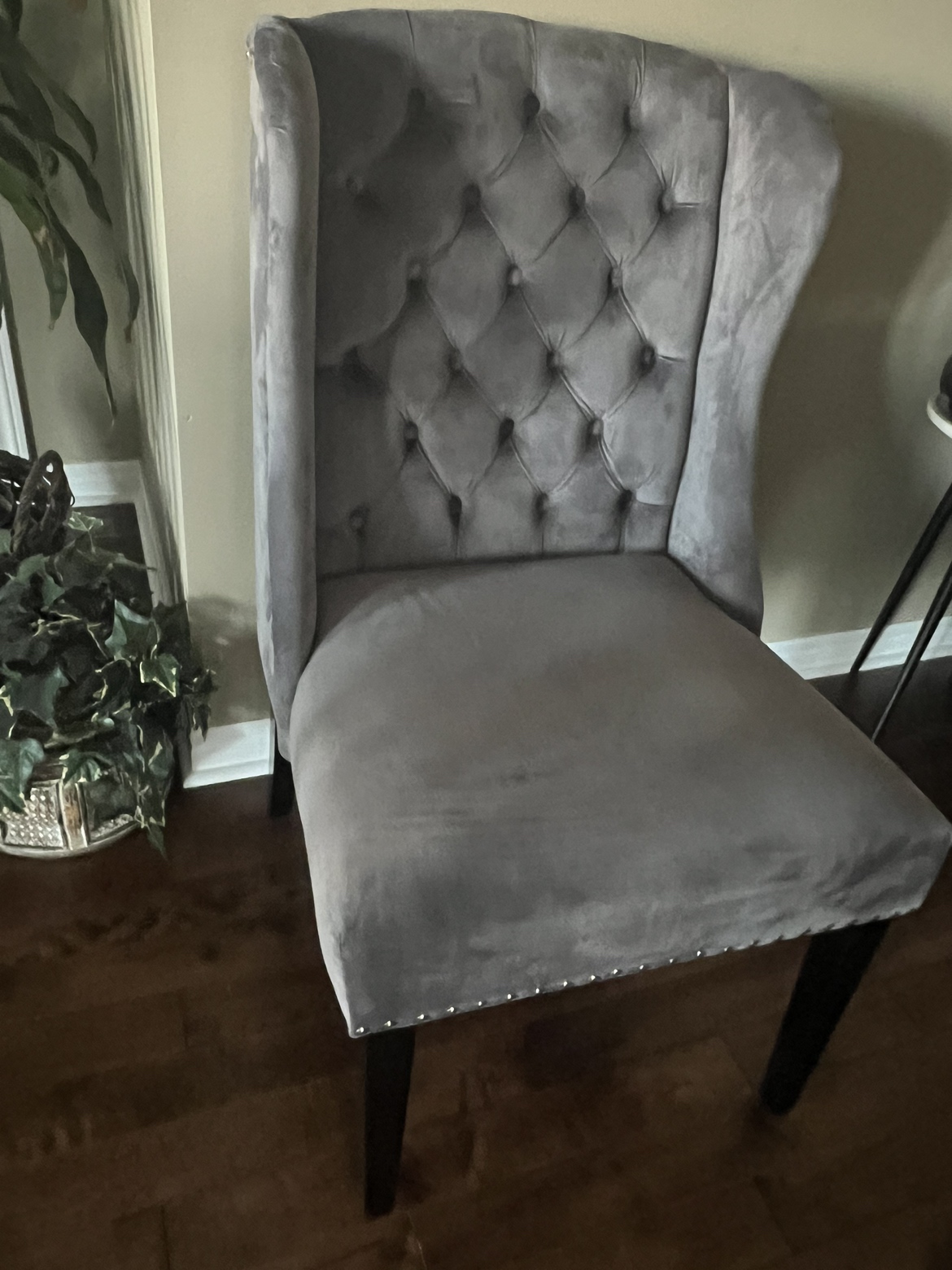 Brand New GREY Velvet Wingback Dining Accent Chair 2 available image indicator(10)