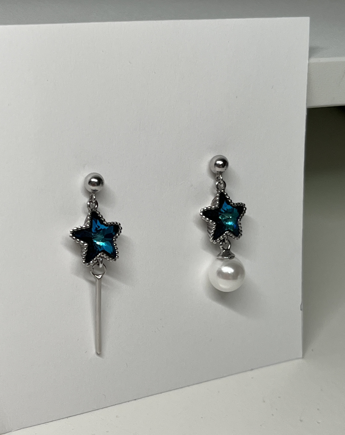 S925 Blue Star Earrings