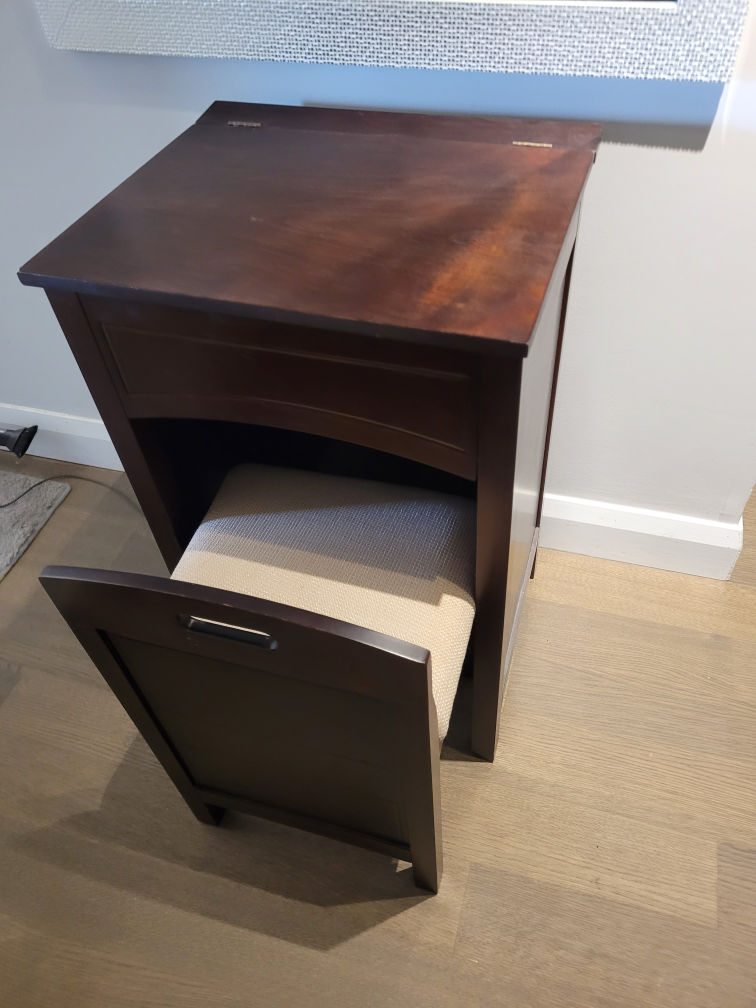 Makeup Vanity Set with Fold-Down Mirror and Hidden Chair image indicator(2)