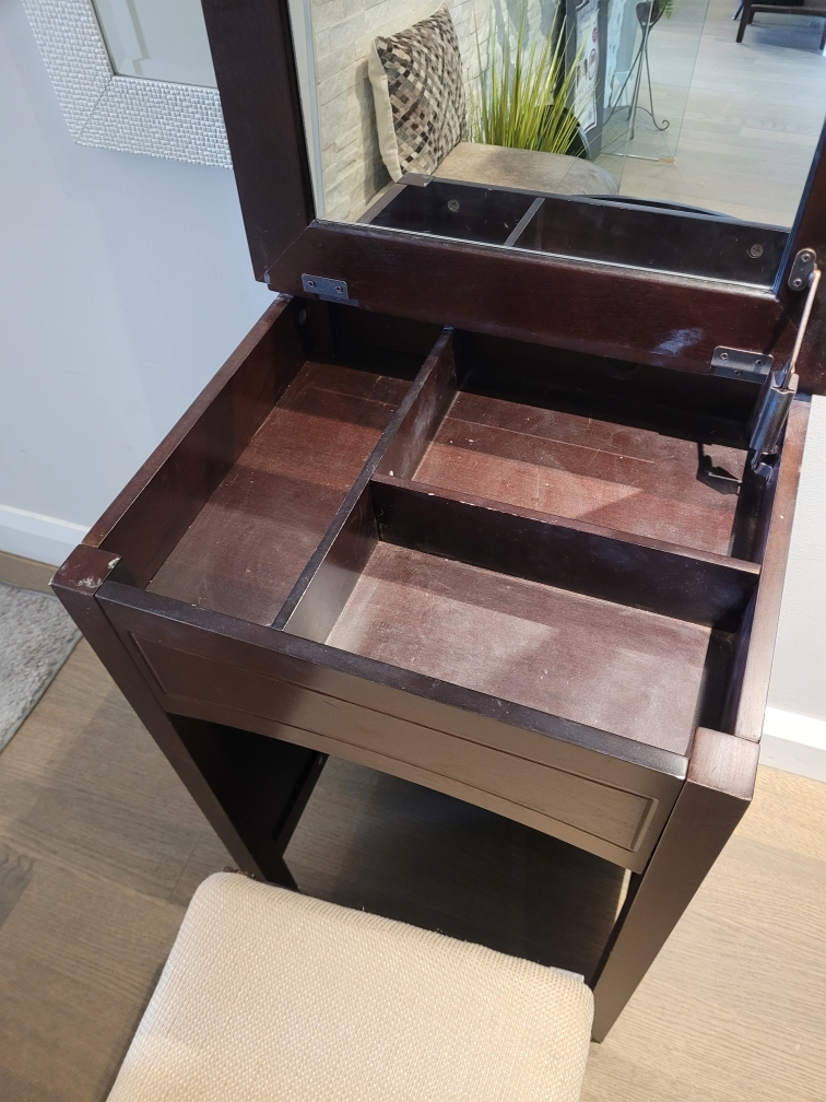 Makeup Vanity Set with Fold-Down Mirror and Hidden Chair image indicator(4)