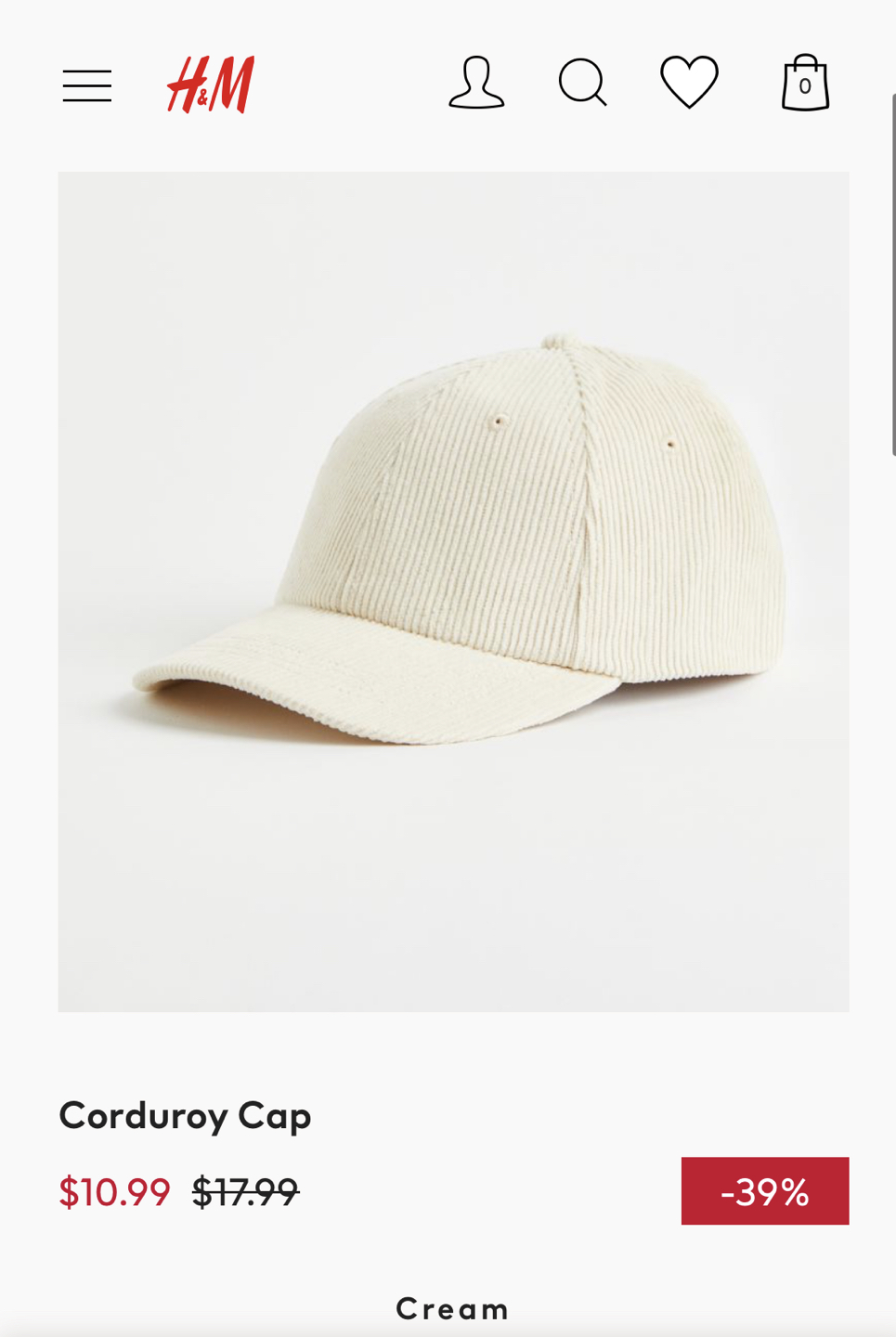h&m ribbed baseball cap thumbnail