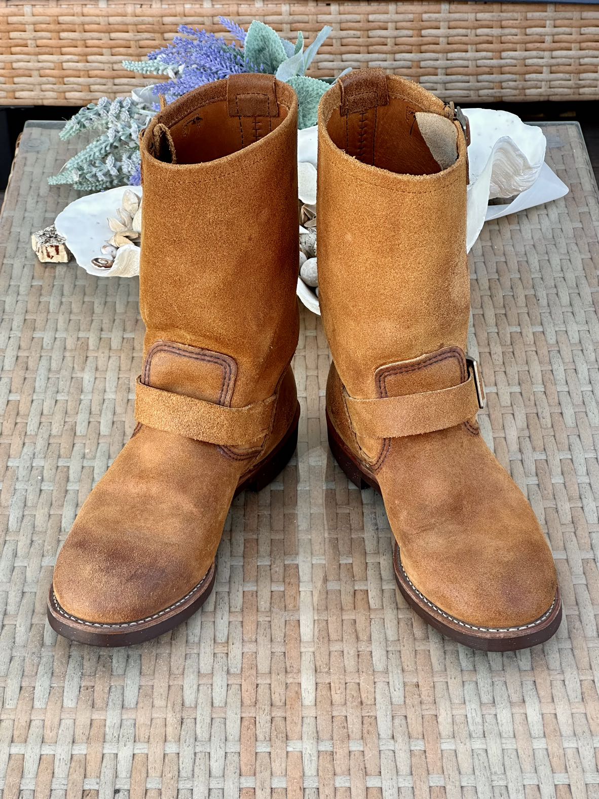 RARE Redwing 2992 Burnt Orange Roughout Engineer Boots image indicator(2)
