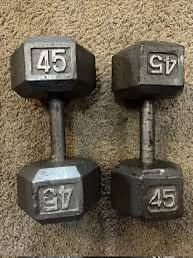 45 pounds steel dumbbells
