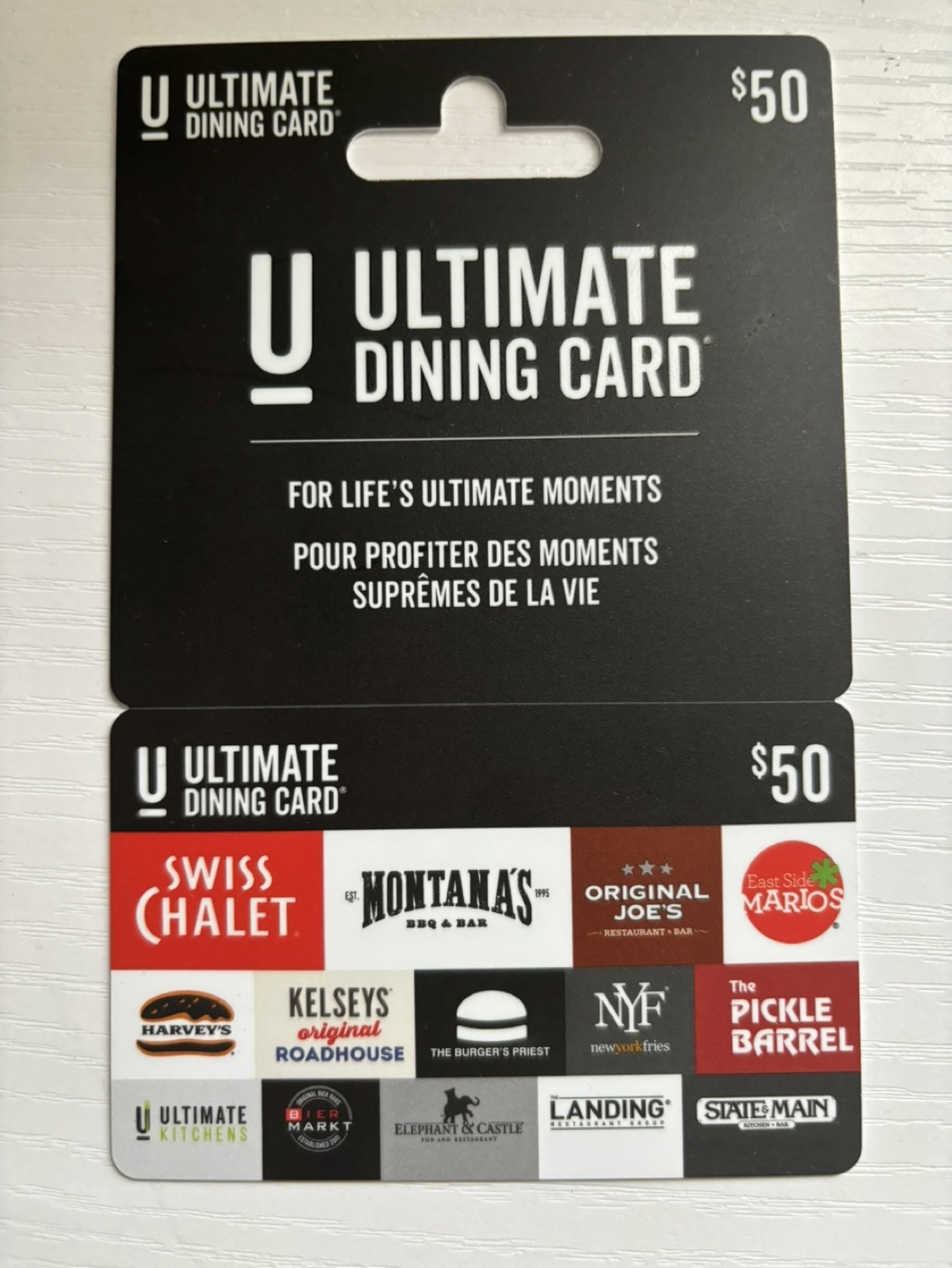 Ultimate dining gift card $50 balance