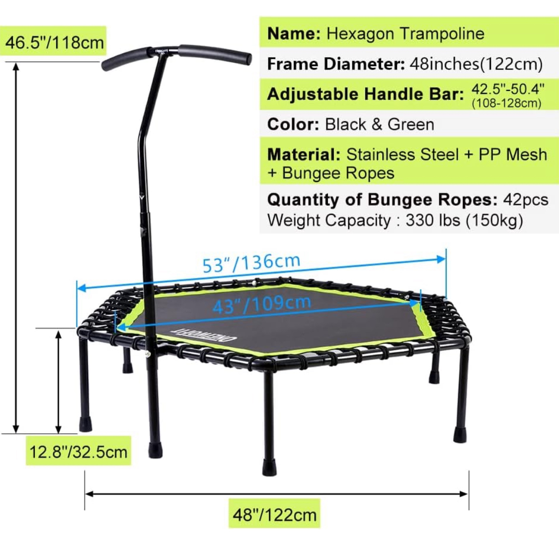 ONETWOFIT 48" Mini Trampoline/Rebounder image indicator(2)
