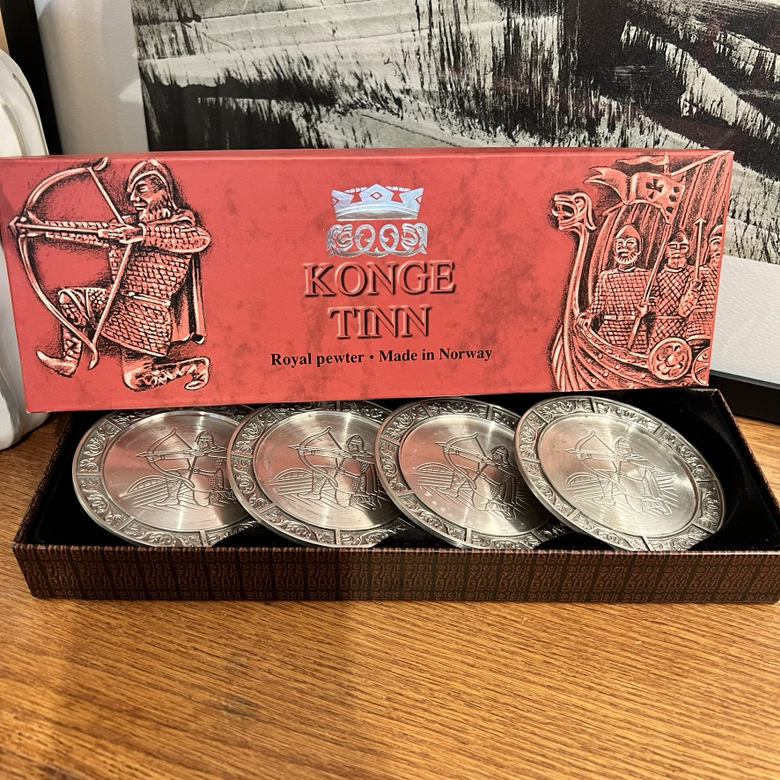 Konge Tinn Royal Pewter Coaster Set