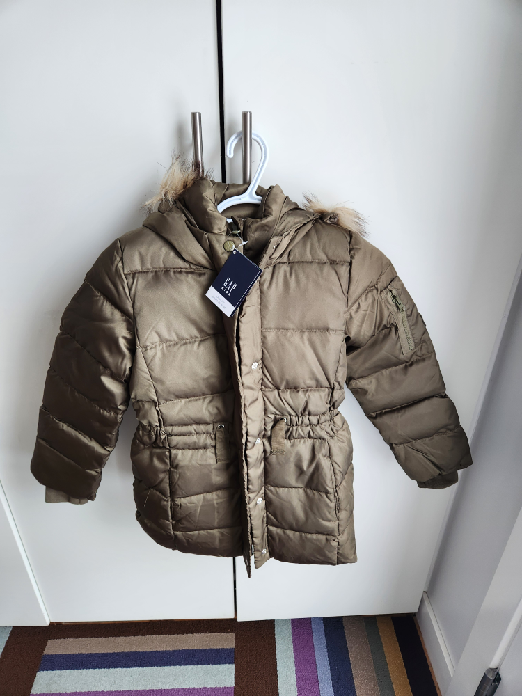 Brand New Gap Elongated Down Puffer Jacket- Olive (Size M: 7/8) image indicator(2)