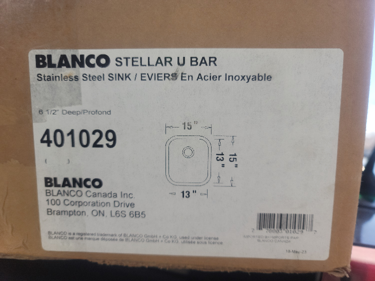 Blanco stellar u bar stainless sink