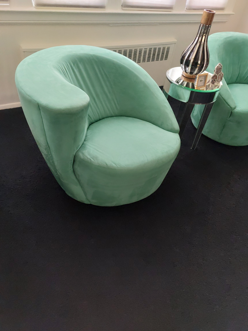 modern 360 swivel upholstered velvet accent chairs  tourquise - photo 2