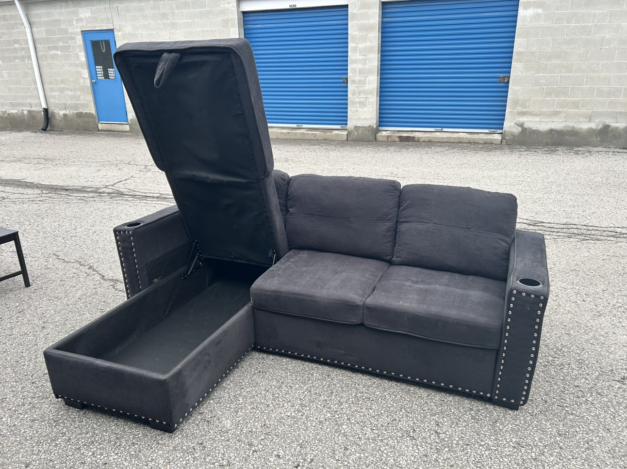 FREE DELIVERY• DARK GREY SECTIONAL COUCH / SOFA BED w/ STORAGE - photo 4