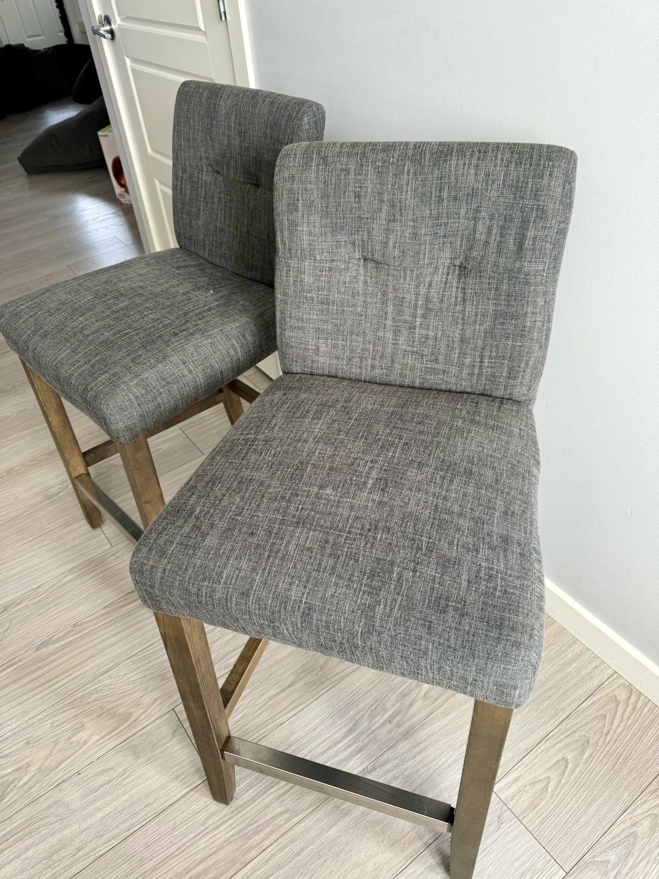 Fabric Dark Wood Counter Stool
