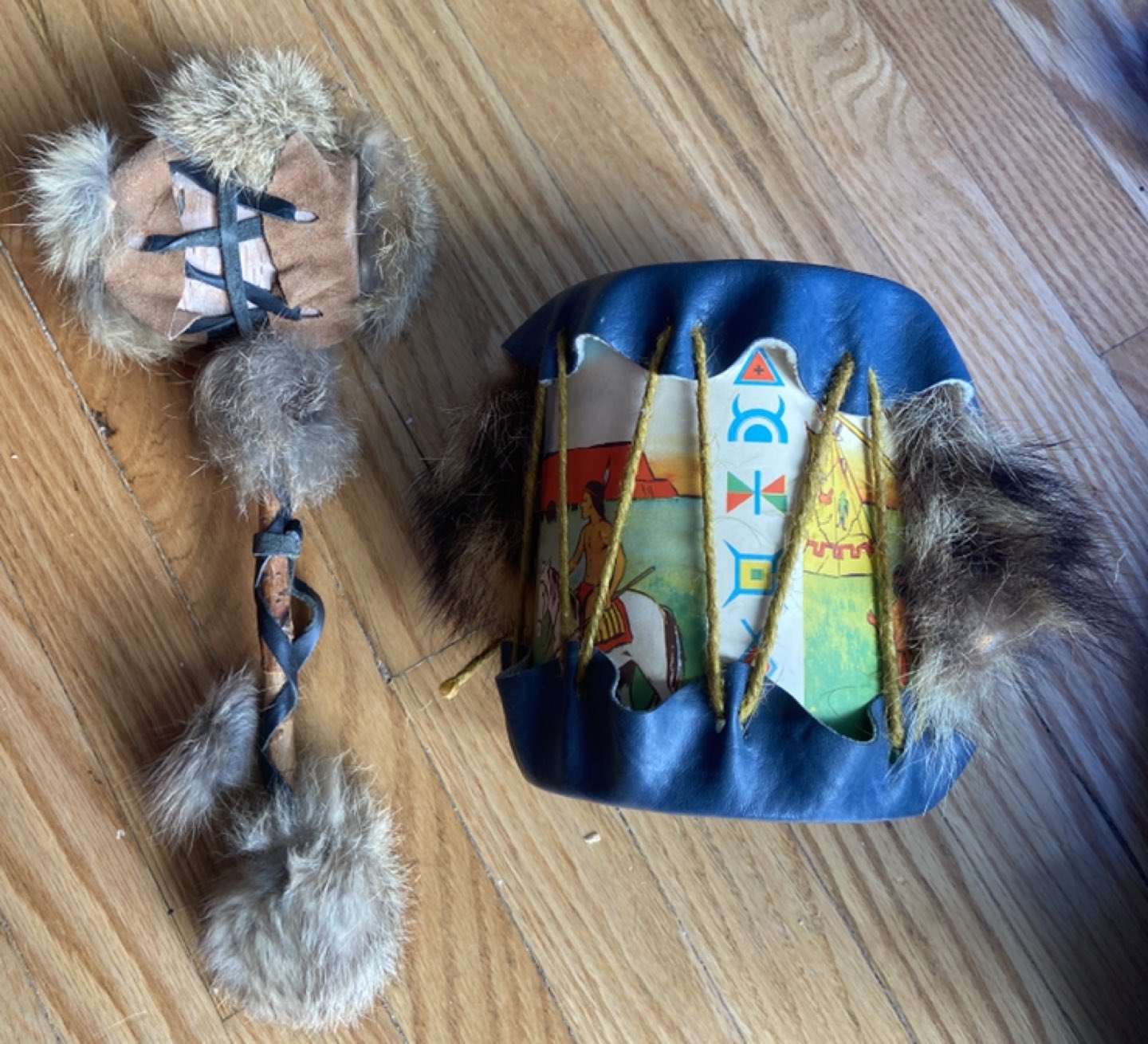 Vintage Maniwaki toy Drum and baby rattle