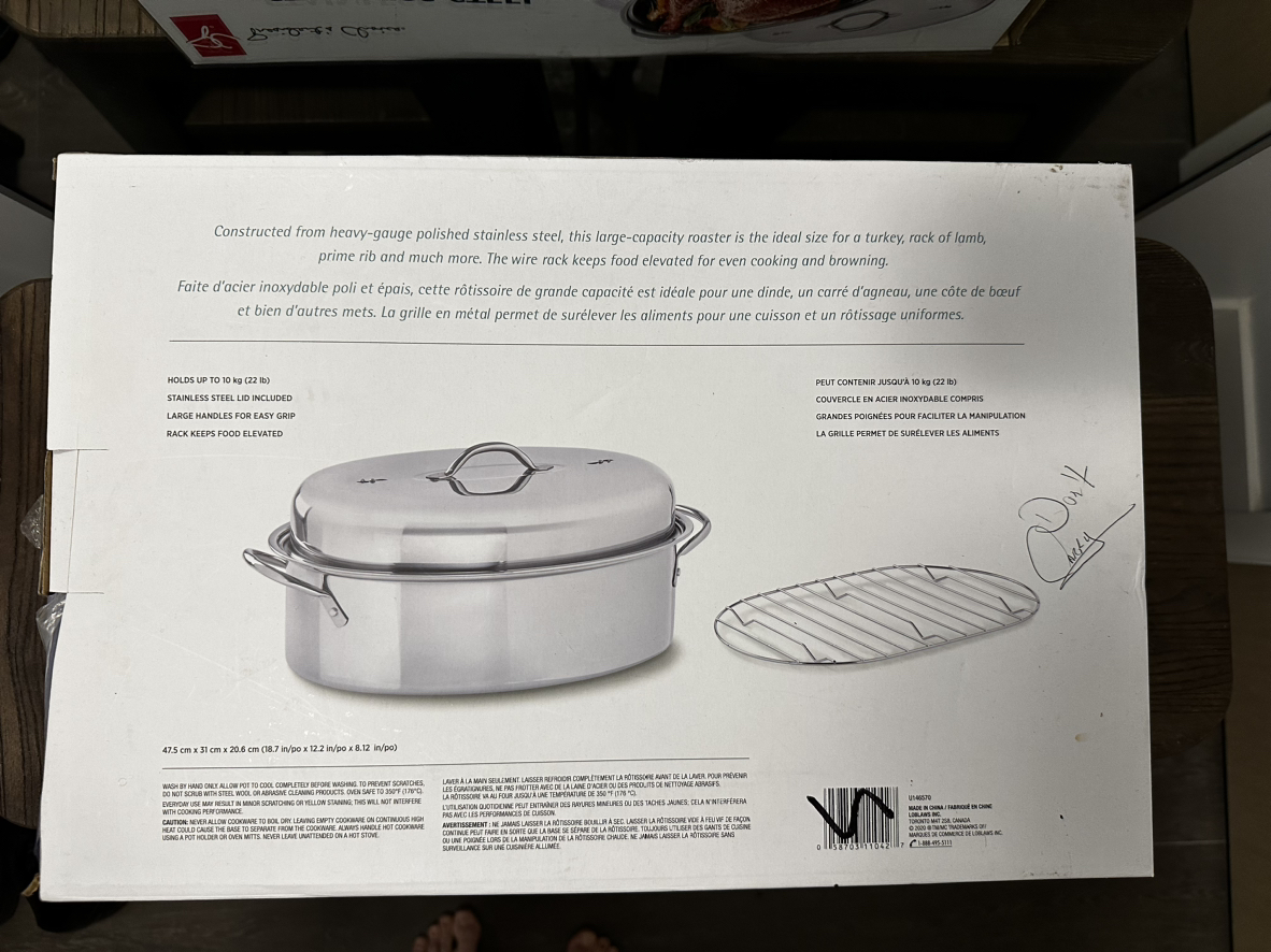 Presidents Choice stainless steel Roaster Pan w/Lid - photo 2