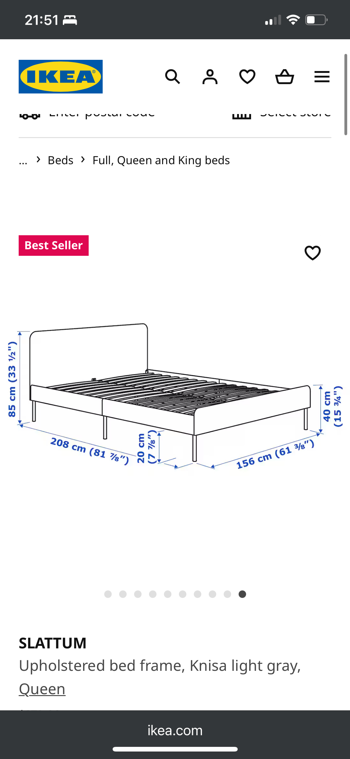 IKEA Slattum Queen Bed Frame For Sale - photo 3