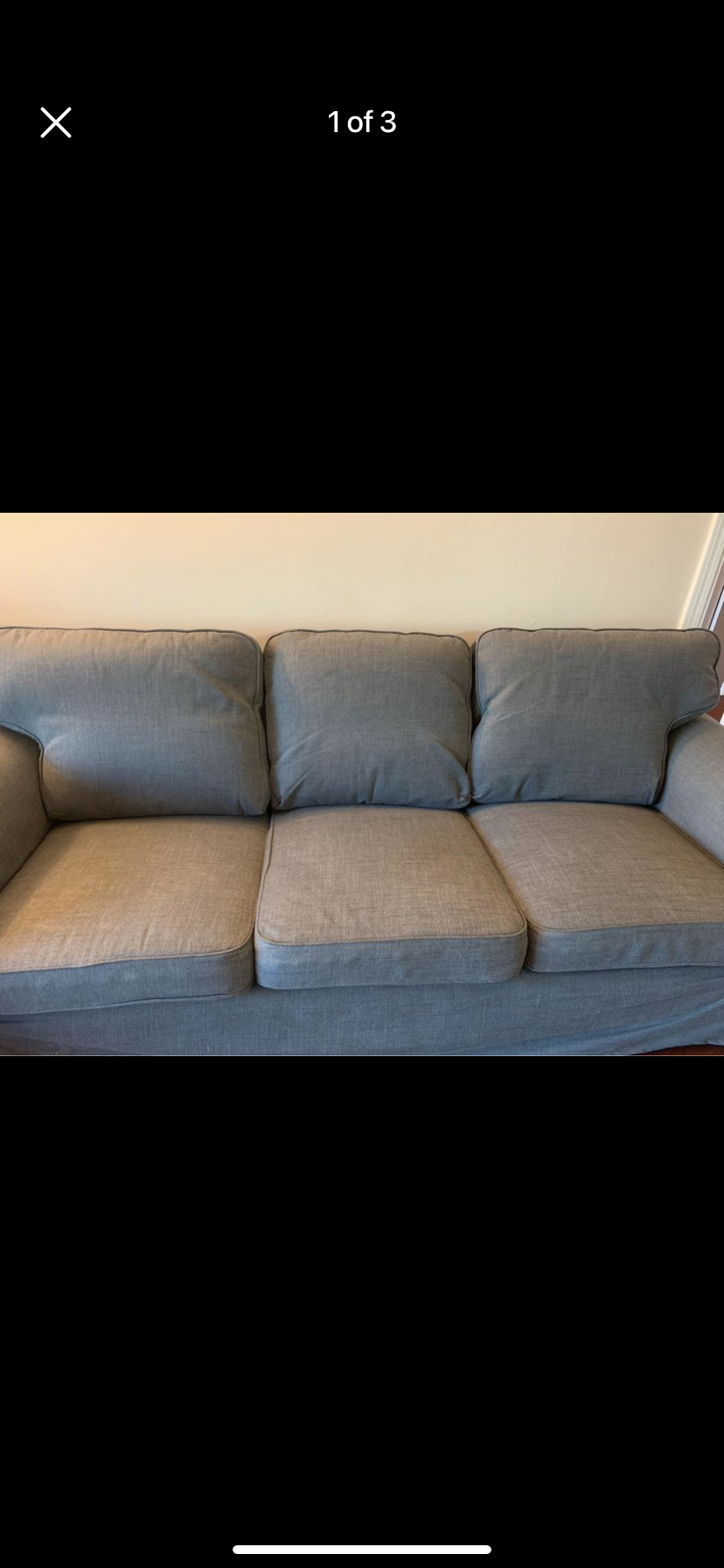 3 piece sofa. Grey colour-84x33”