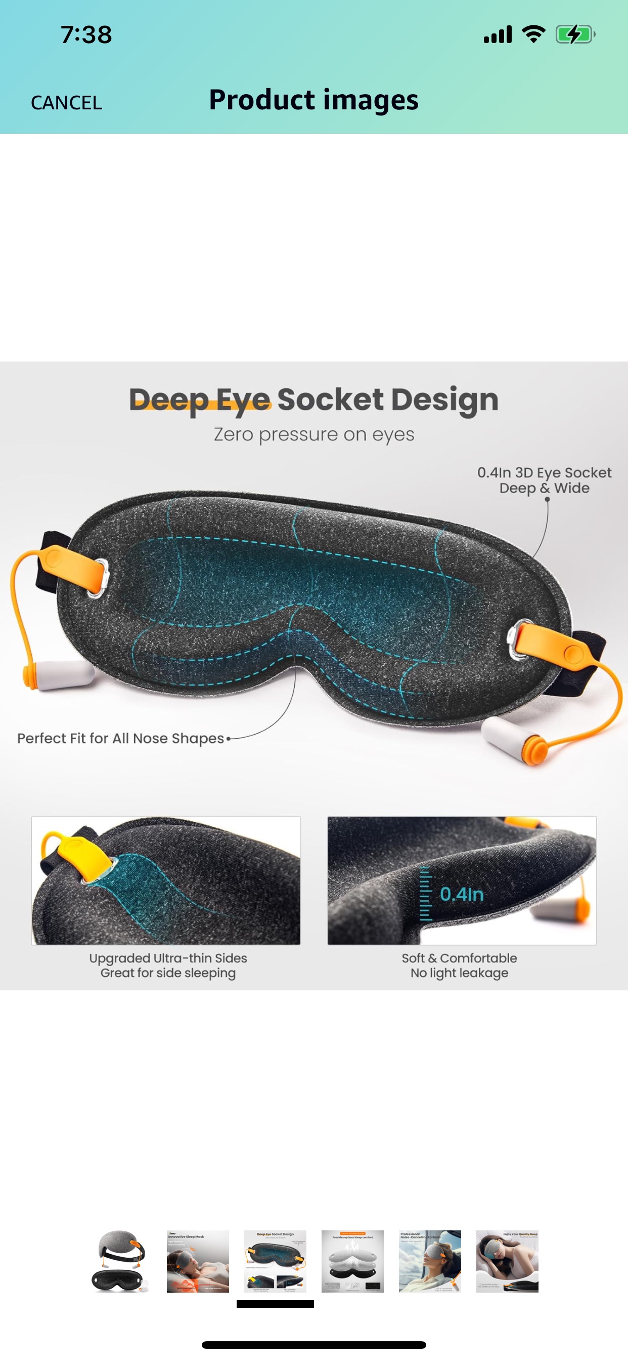 Brand new 3D Contoured Cup Sleep Eye Mask with Ear PlugsGray image indicator(3)