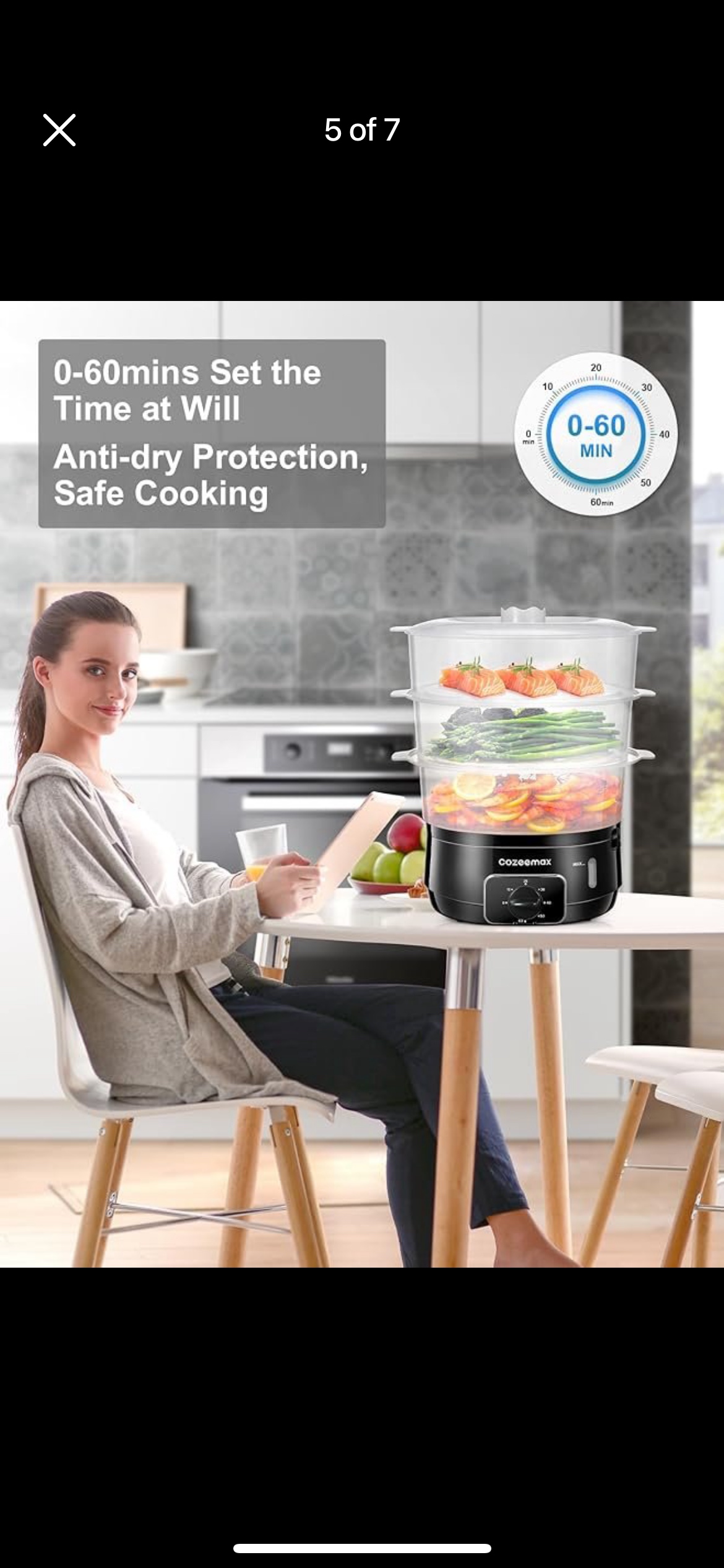 Cozeemax Electric Food Steamer for Cooking 3 Tier - photo 5