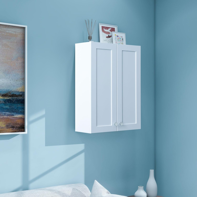 White Wood Wall Storage Cabinet